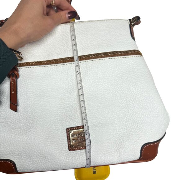 Dooney & Bourke Pebble Grain Leather Crossbody – White/Cream w/ Tan Trim, Like N - Picture 15 of 16